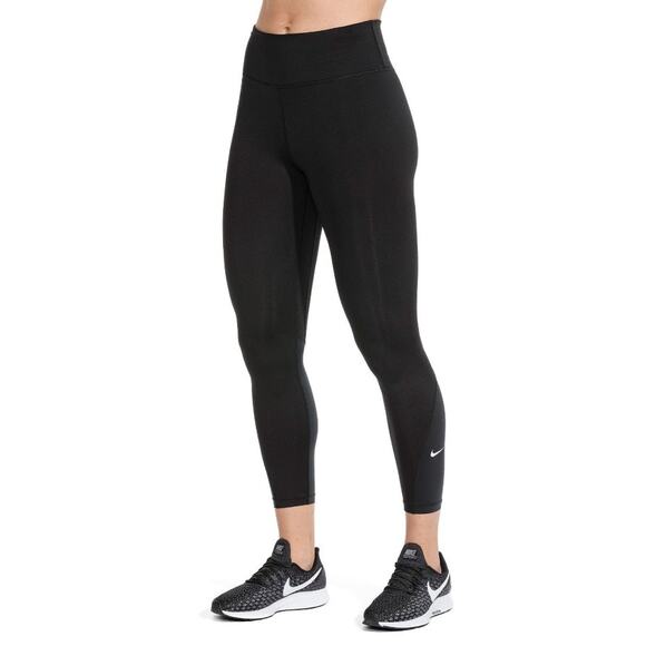 NIKE Dri-FIT 7/8 Athletic Legging Sheer Panel Mid Rise Black Womens M - Picture 1 of 10